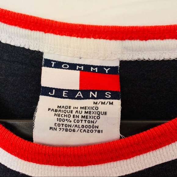 Vintage Tommy Jeans Ringer Tee w/ Spellout & Logo - Picture 5 of 7